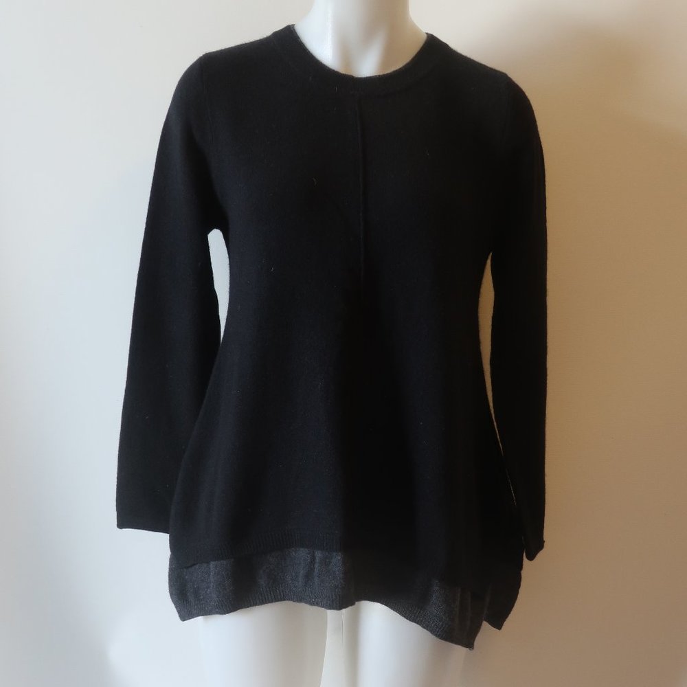 Womens Zoe Couture Cashmere Black Back Pleated Button Sweater XS *
